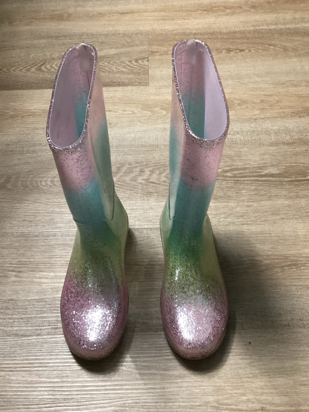 Cat & Jack Kids Cece Glitter Rain Boots - Pink, Green, Blue Sz 4